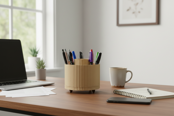 360 Rotating Round Desk Organizer with Divided Compartments – Modern Minimalist Office Storage